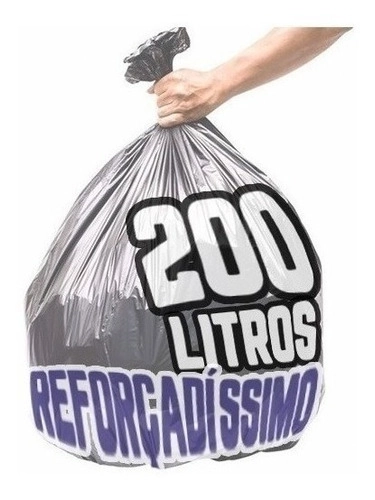 Saco De Lixo 200 Litros 100 Un Cinza Reforçadíssimo Cinza
