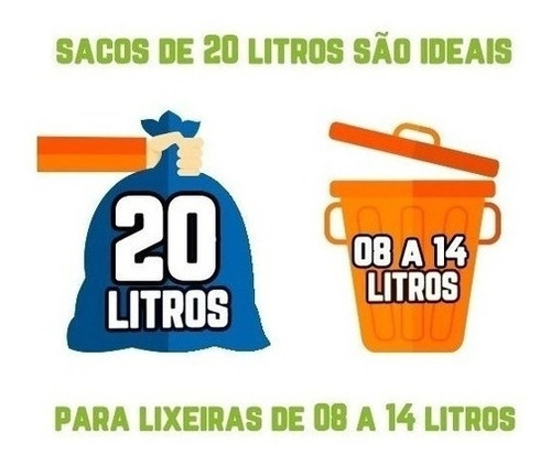 Saco De Lixo 20 Litros 200 Un Preto Reforçado Preto