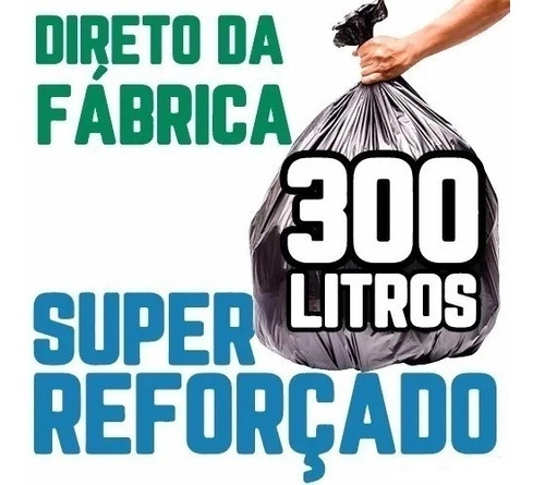 Saco De Lixo 300 Litros 100 Un Preto Super Reforçado Preto
