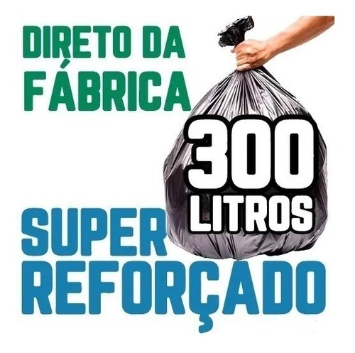 Saco De Lixo 300 Litros 200 Un Preto Super Reforçado Preto
