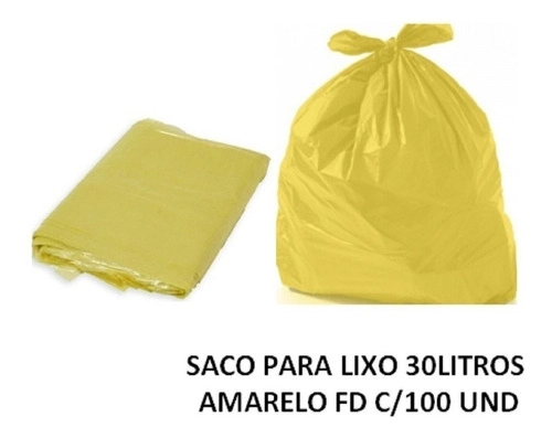 Saco De Lixo 30litros C/ 100 Un Amarelo Reforçado Amarelo