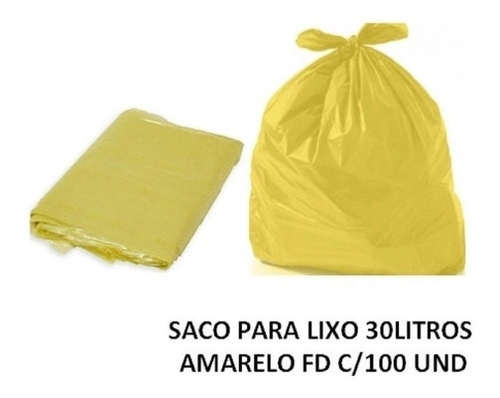 Saco De Lixo 30litros C/ 100 Un Amarelo Reforçado Amarelo