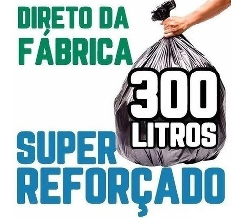 Saco De Lixo 300 Litros 100 Un Preto Super Reforçado Preto