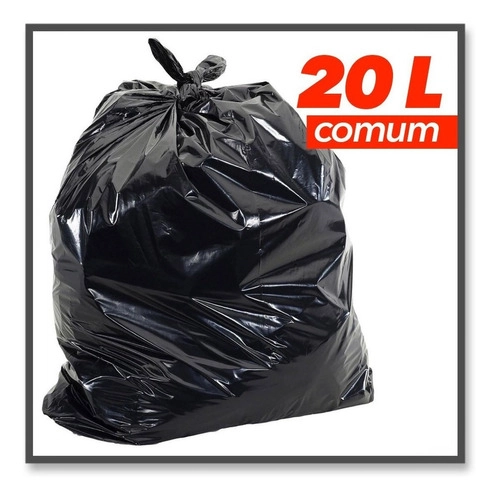 Saco Lixo 20 Litros Comum 100 Unidades Promoção Preto