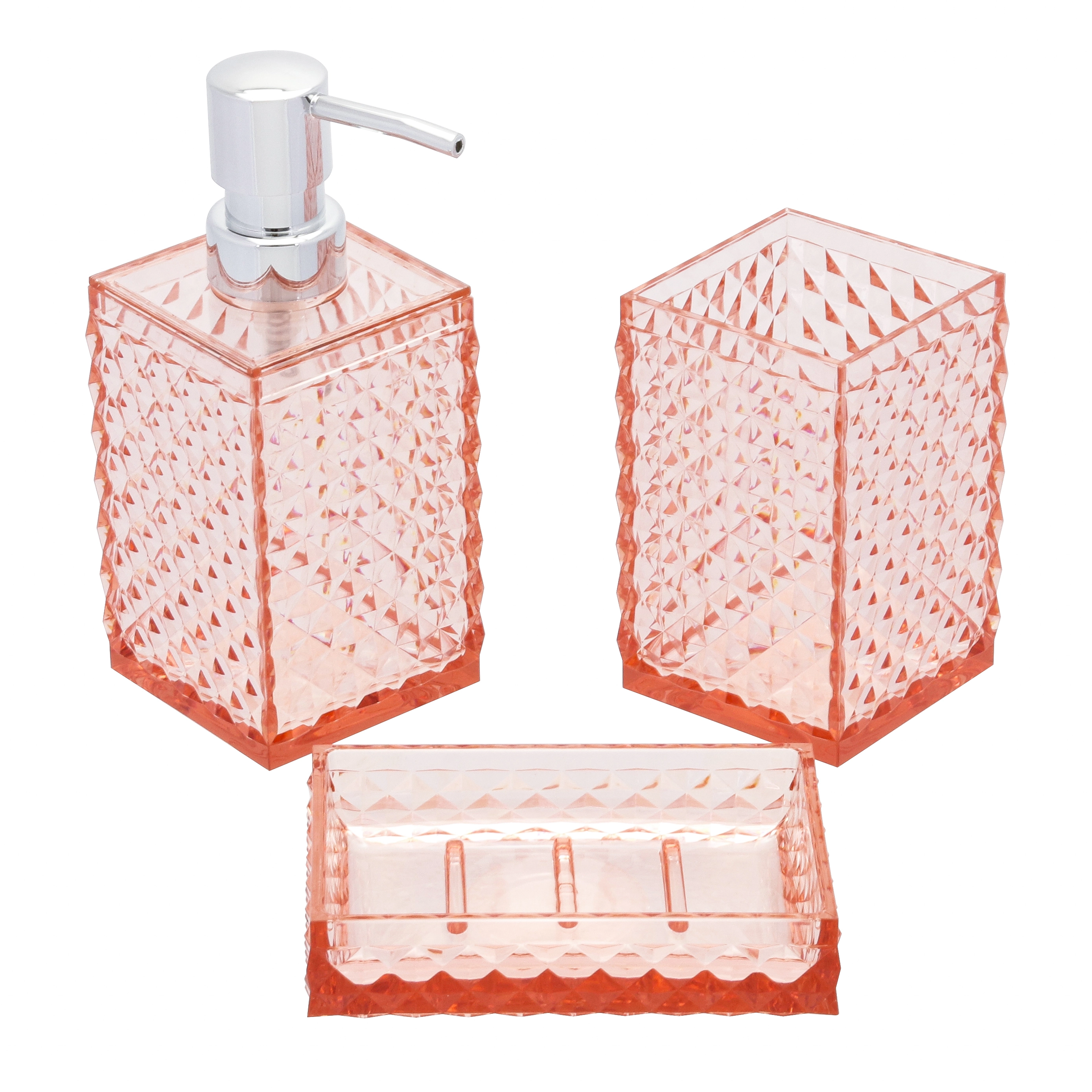 Kit Acessórios de Bancada 3 peças Acrílico Vermelho Toilet Mabruk