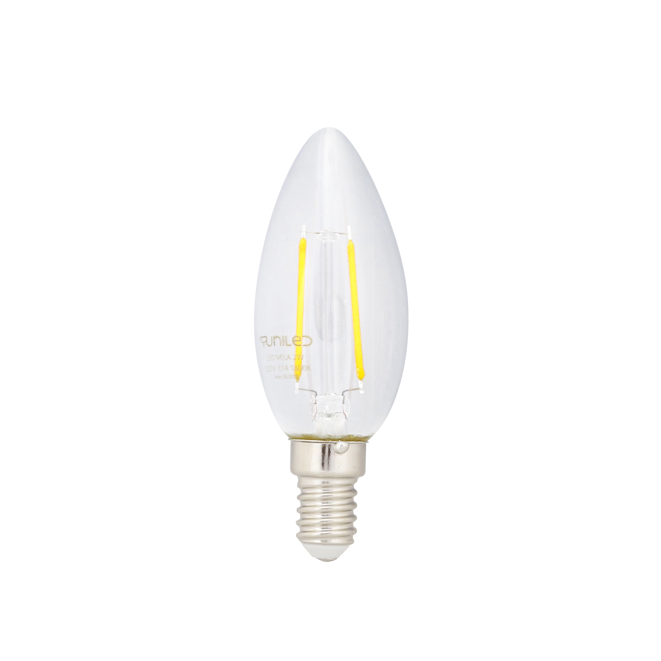 Lâmpada LED de Filamento Vela Luz Âmbar 2W Uniled 127V (110V)