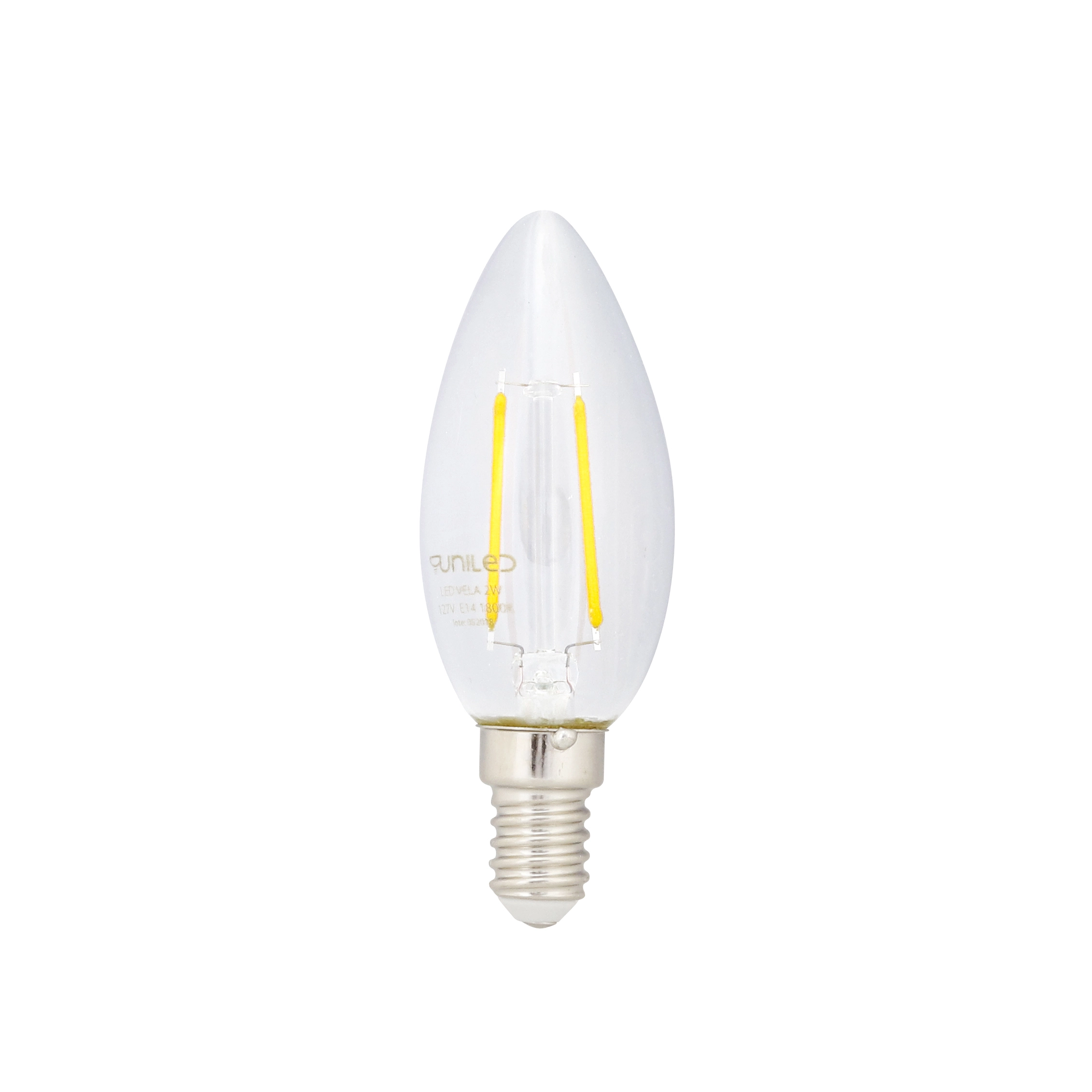 Lâmpada LED de Filamento Vela Luz Âmbar 2W Uniled 220V