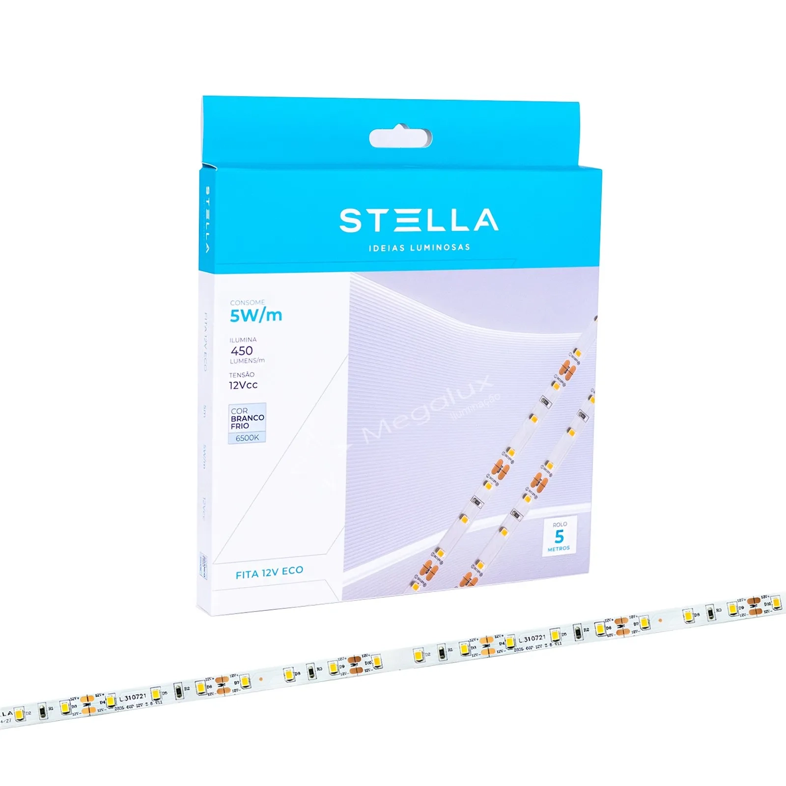 Fita Led Profissional Stella Eco 5w/m 12v Ip20 5m 6500k Branco Frio