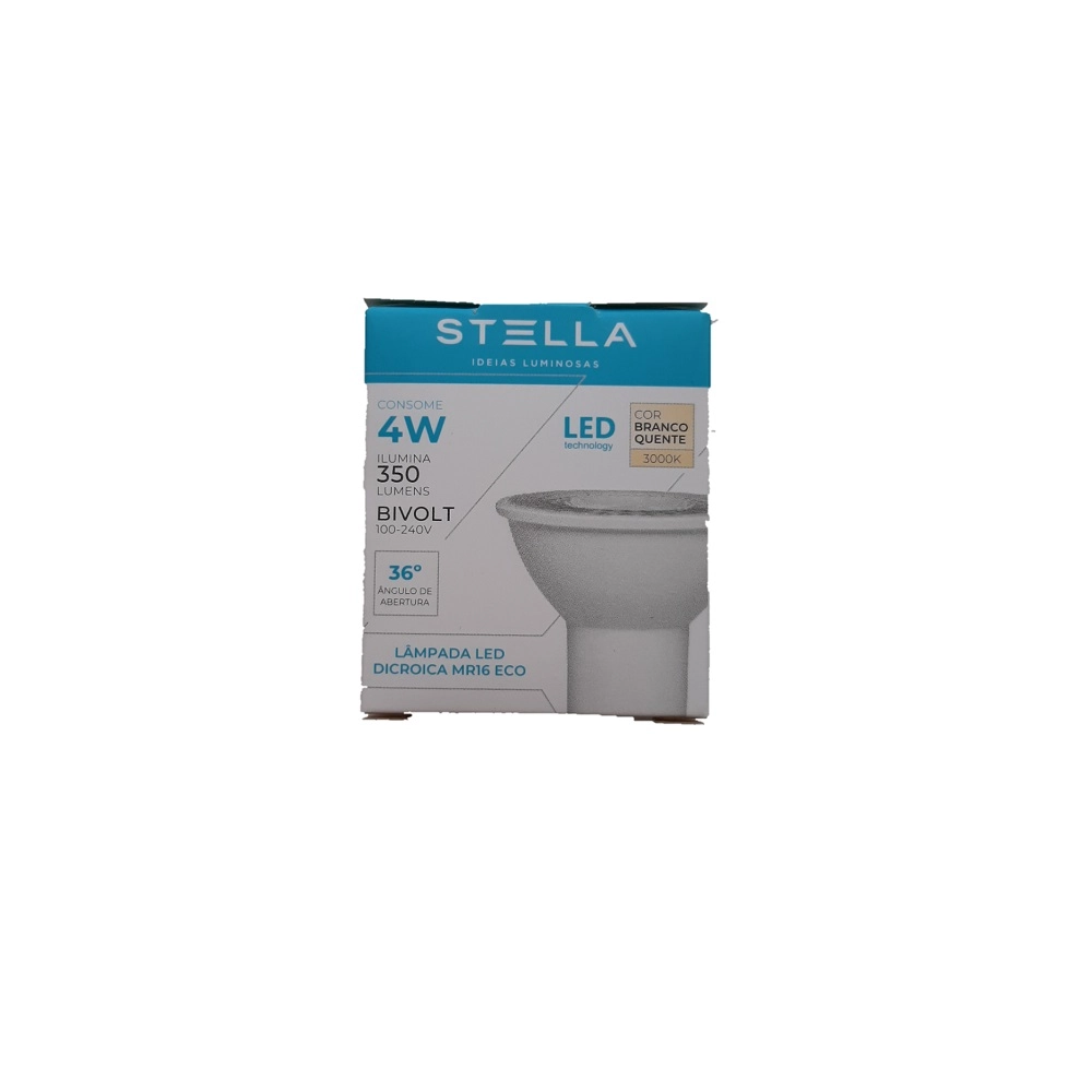 Lâmpada Led Dicroica Mr16 4w Gu10 3000k Stella