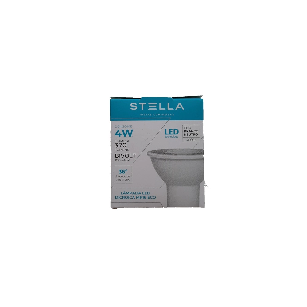 Lâmpada Led Dicroica Mr16 4w Gu10 4000k Stella
