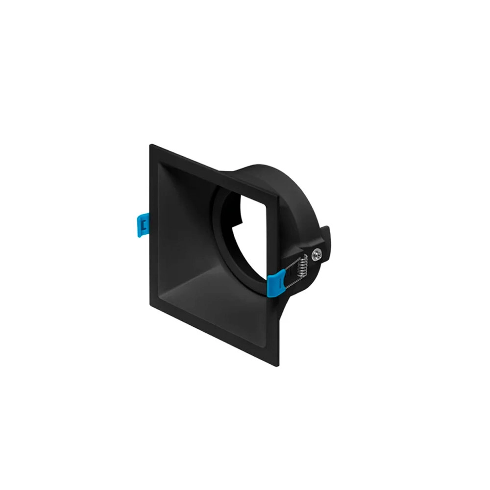 Spot De Embutir Stella Quadrado Square Ar70 Recuado Direcionável Preto Gu10 Sth8930pto