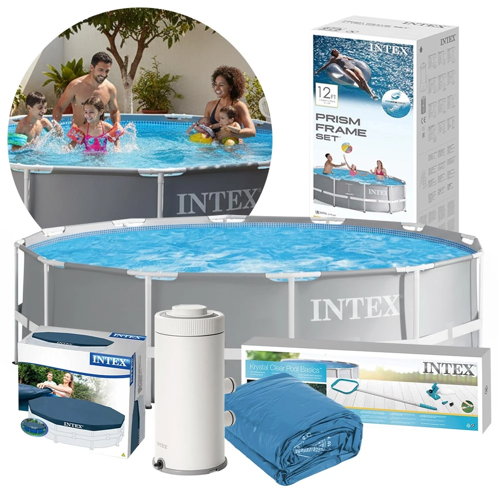 Piscina Estrutural 6.503 Litros Armação Prism + Capa + Filtro 110v + Forro + Kit Limpeza- Intex