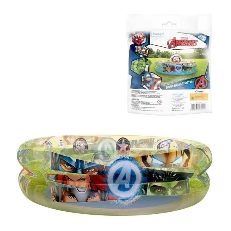 Piscina Inflável 70L - 75X22Cm - Avengers - Etilux ETITOYS