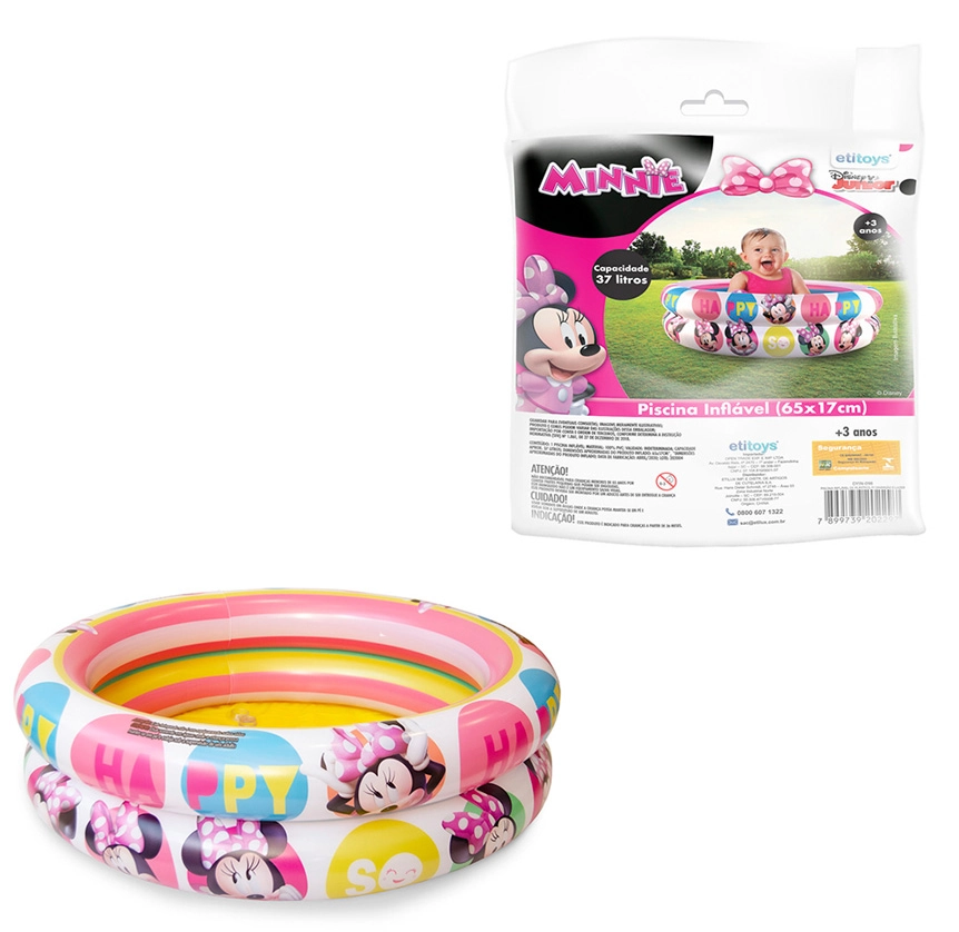 Piscina Inflável 37L - 65X17Cm - Minnie - Etilux ETITOYS