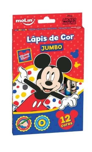 Lápis de Cor Mickey Disney com 12 Cores Sextavado Dimensão 18cm Composição Madeira / Grafite Etilux - 133751