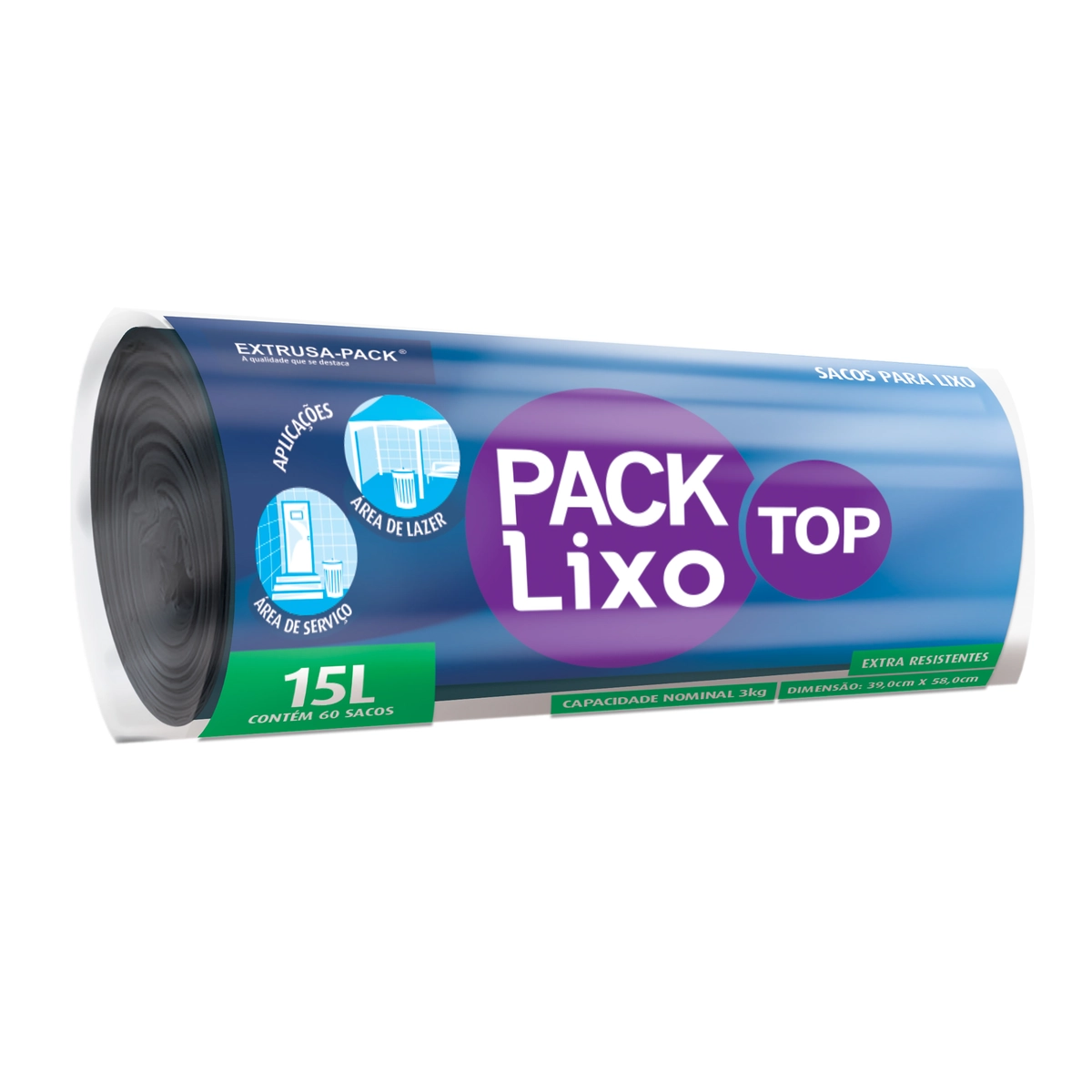Saco Para Lixo Preto 15l Pack Lixo Top 60 Unidades