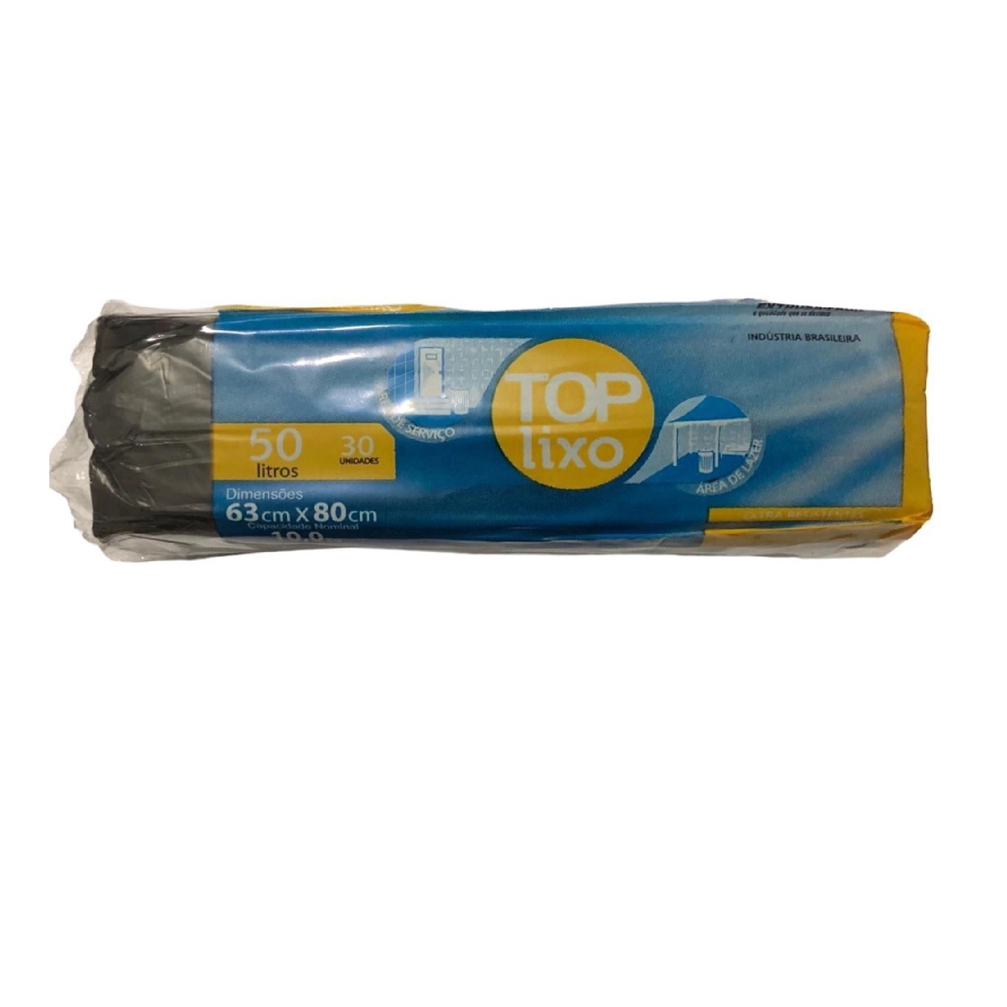 Saco Para Lixo Preto 50l Pack Lixo Top 30 Unidades