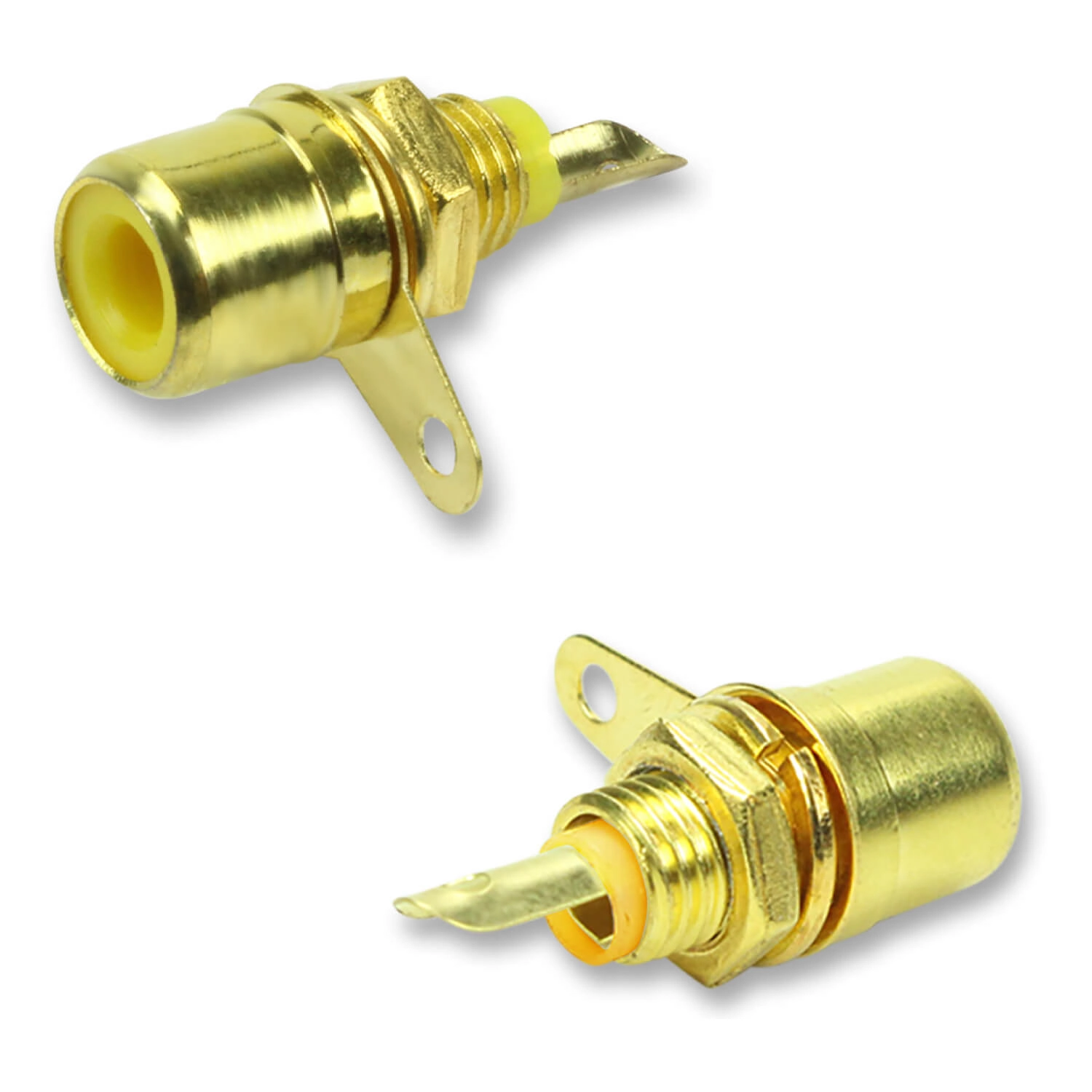 10x Jack Fêmea Rca Banhado Ouro Alta Qualidade Profissional - Amarelo