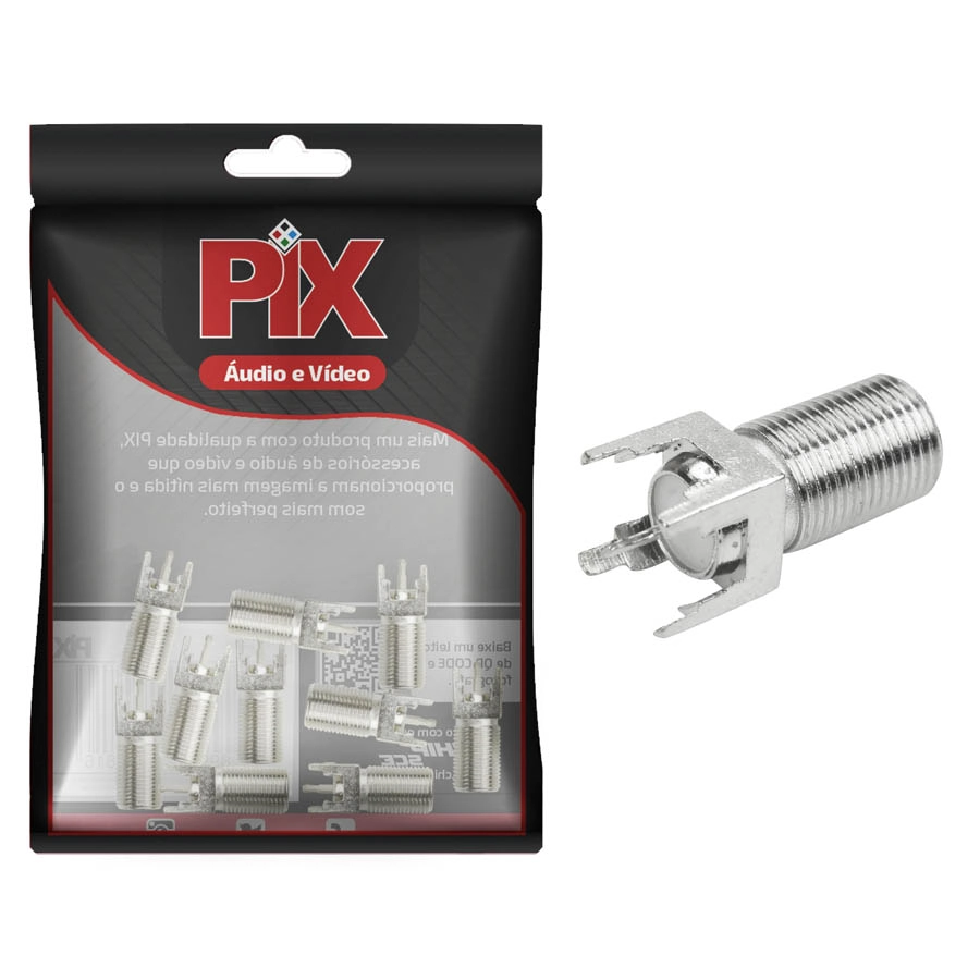 10x Conector F Fêmea Rosca Para Pci 180º De Soldar 10pçs