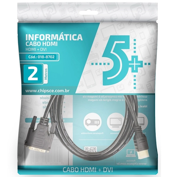 Cabo De Video Hdmi Macho Dvi 24+1 Macho Preto 3 Metros 018-8703 5+