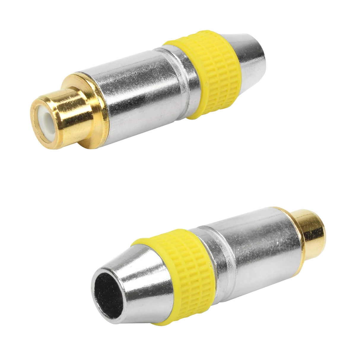 10x Plug Rca Fêmea Profissional Style Pix Ponta Ouro 24k - Amarelo