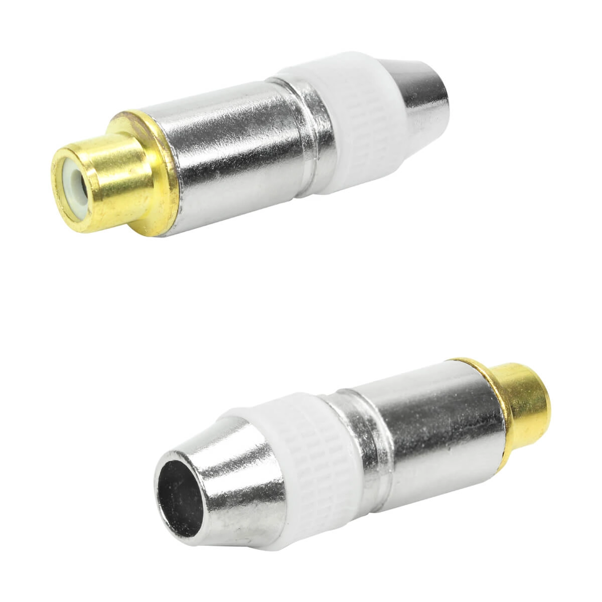 10x Plug Rca Fêmea Profissional Style Pix Ponta Ouro 24k - Branco
