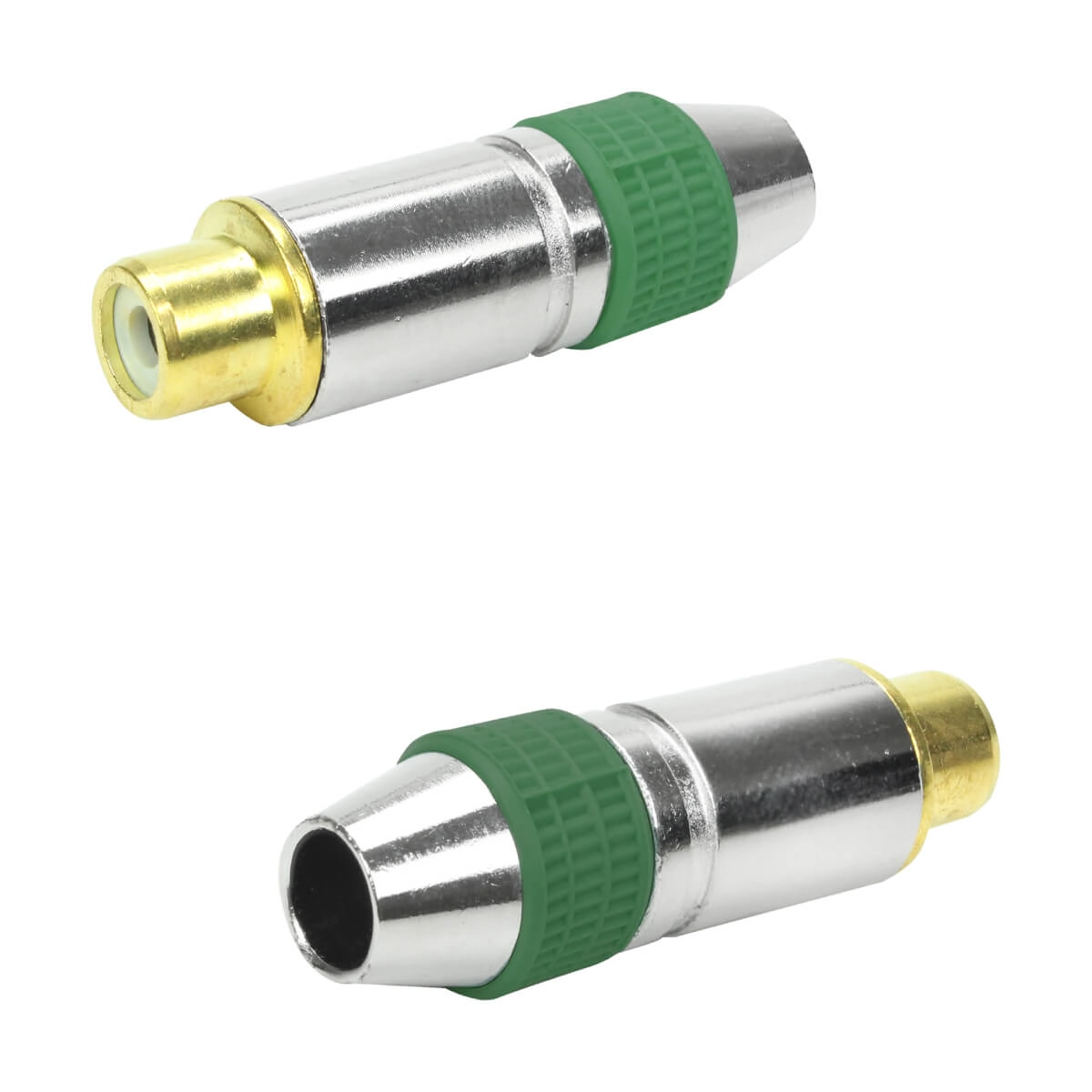 10x Plug Rca Fêmea Profissional Style Pix Ponta Ouro 24k - Verde
