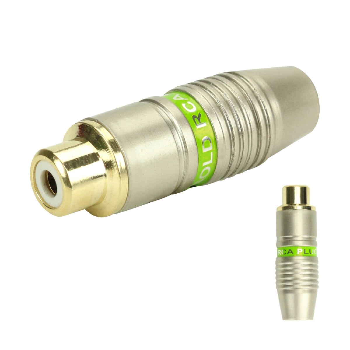10x Plug Rca Fêmea Profissional - Pix Ponta Ouro 24k - Verde