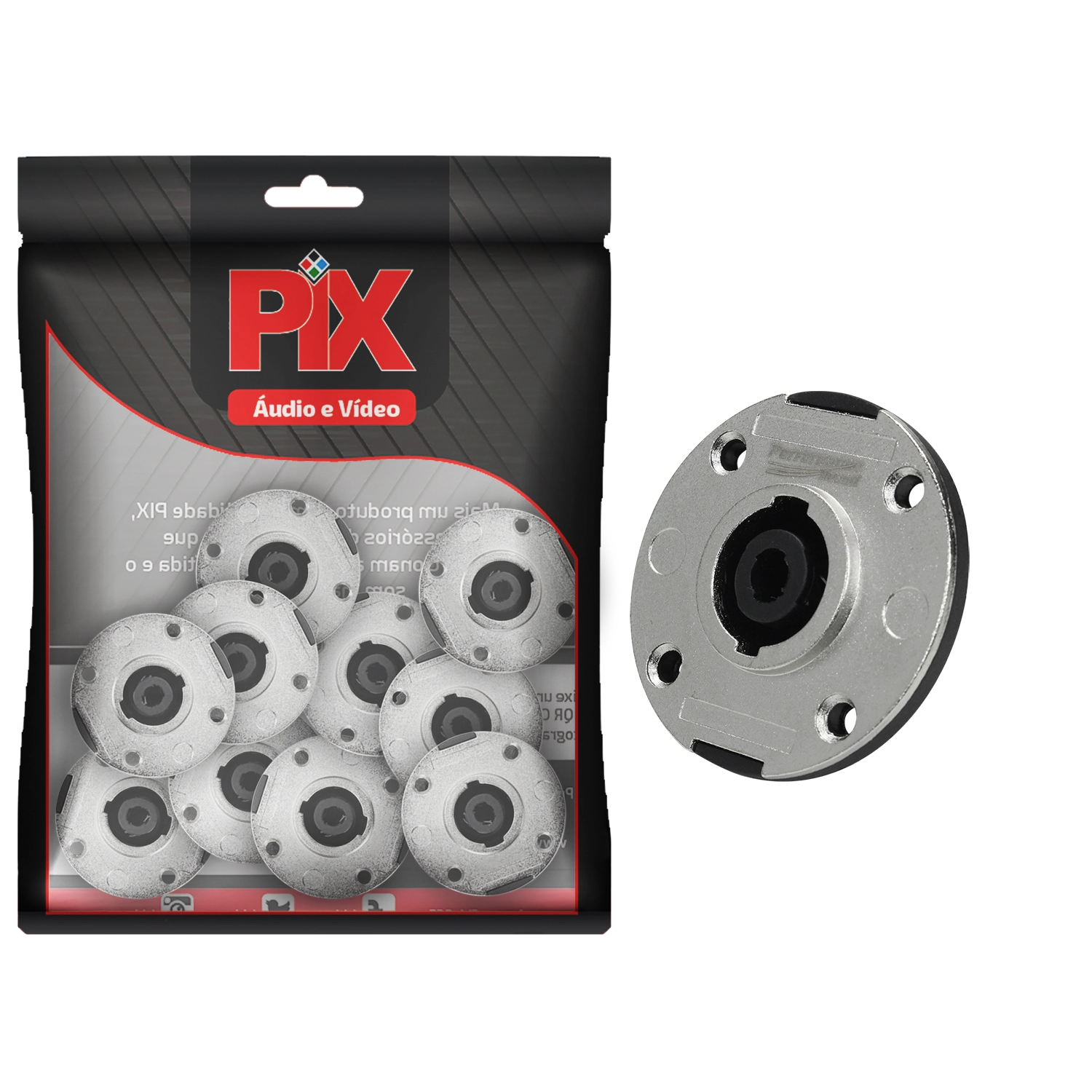 10x Jack Fêmea Speakon 4 Polos Painel - Premium Profissional