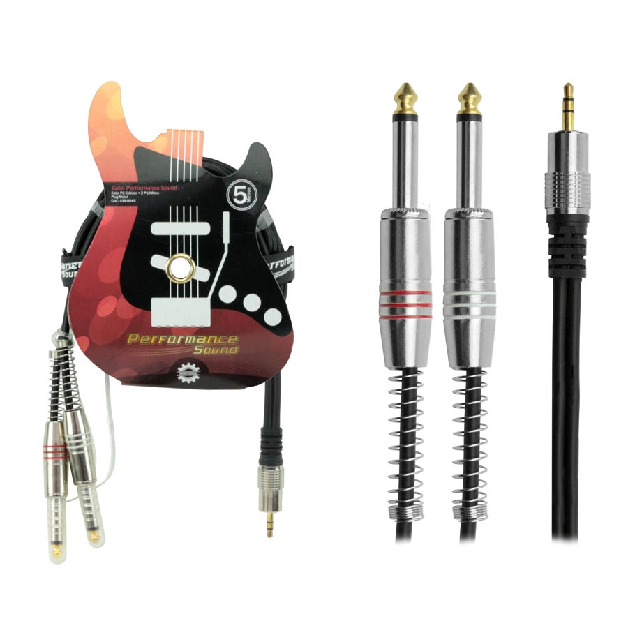 Pix Cabo P2+p10 Fitz - P2 Estéreo + 2 P10 Mono Plug Metal - 5m