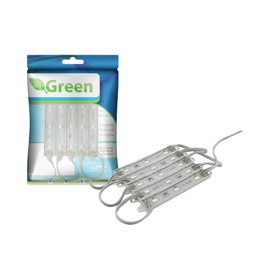 5x Mód. Com 3 Leds Alto Brilho 12v Ip20 5050 78x15x8 Branco