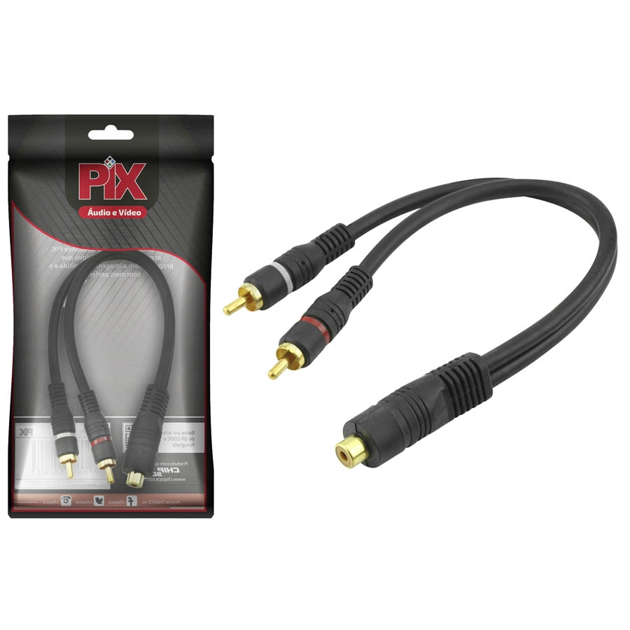 Cabo De Áudio Y 2 Rca Macho 1 Fêmea 25 Cm 5mm Alta Qualidade