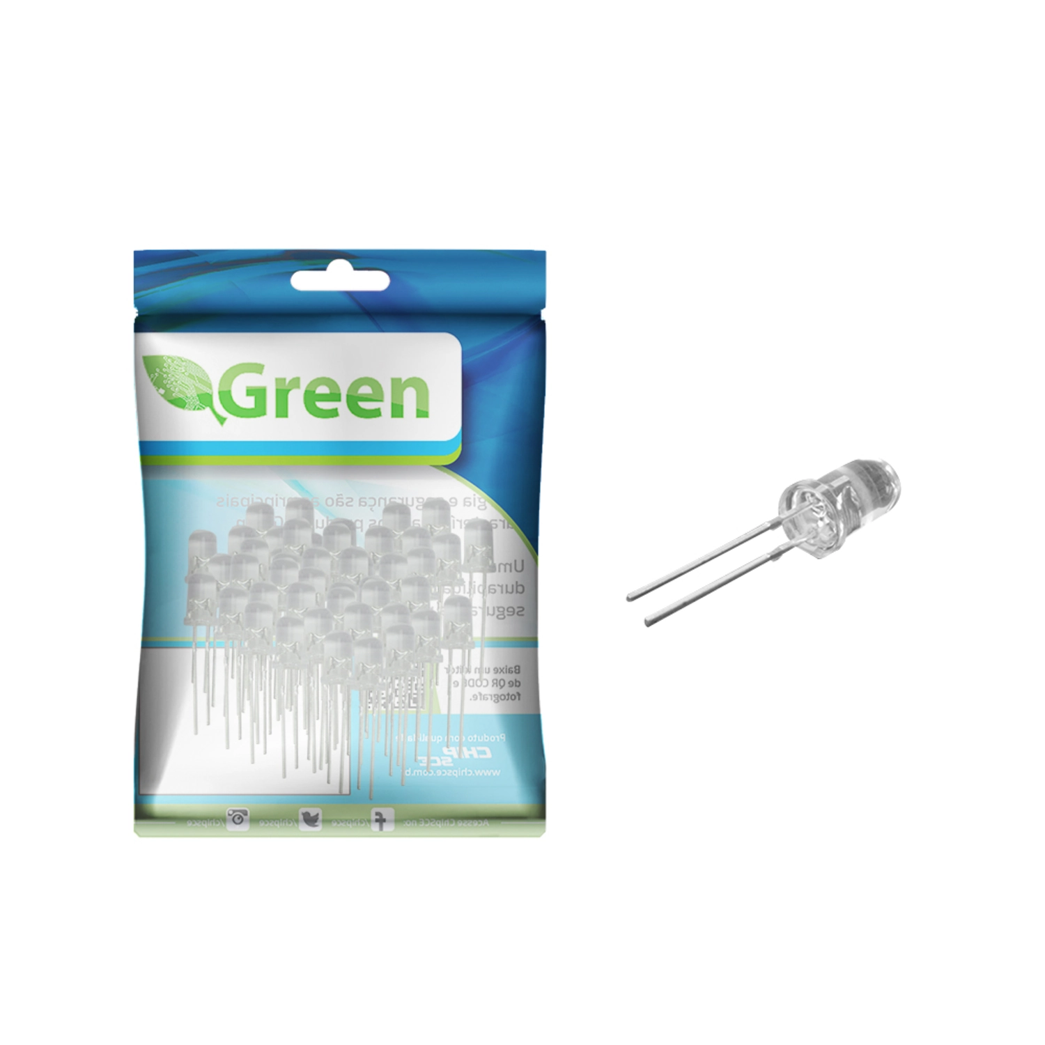 50x Led Alto Brilho 5mm - Projetos Em Geral - Verde