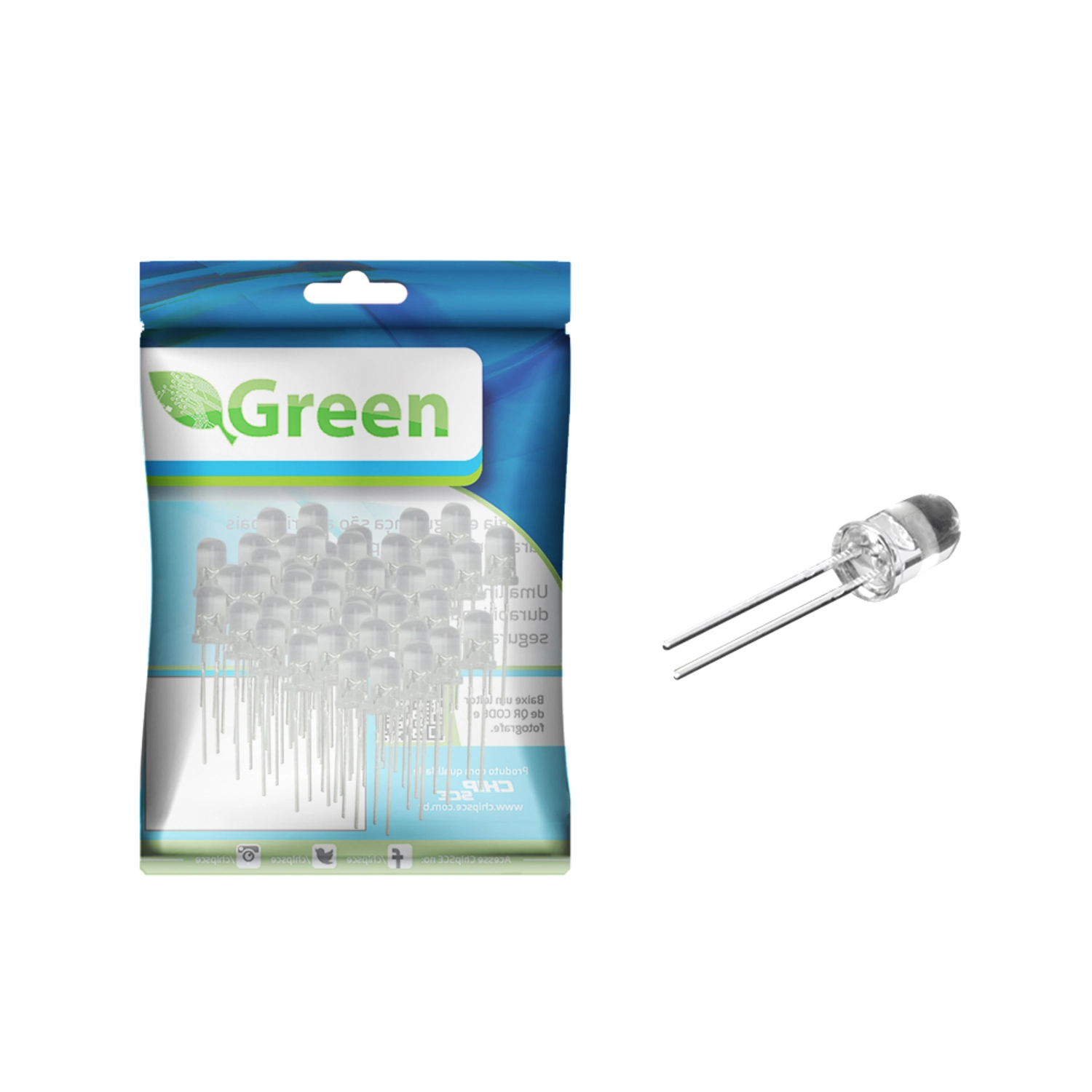 50x Led Alto Brilho 5mm - Projetos Em Geral - Azul