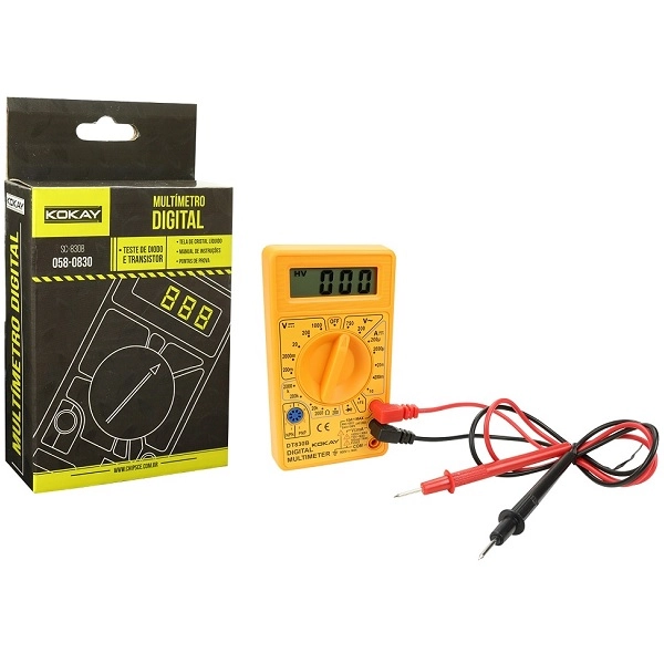 Multimetro Digital Profissional Com Cabo Teste Portatil Dt-830b 058-0830 Kokay