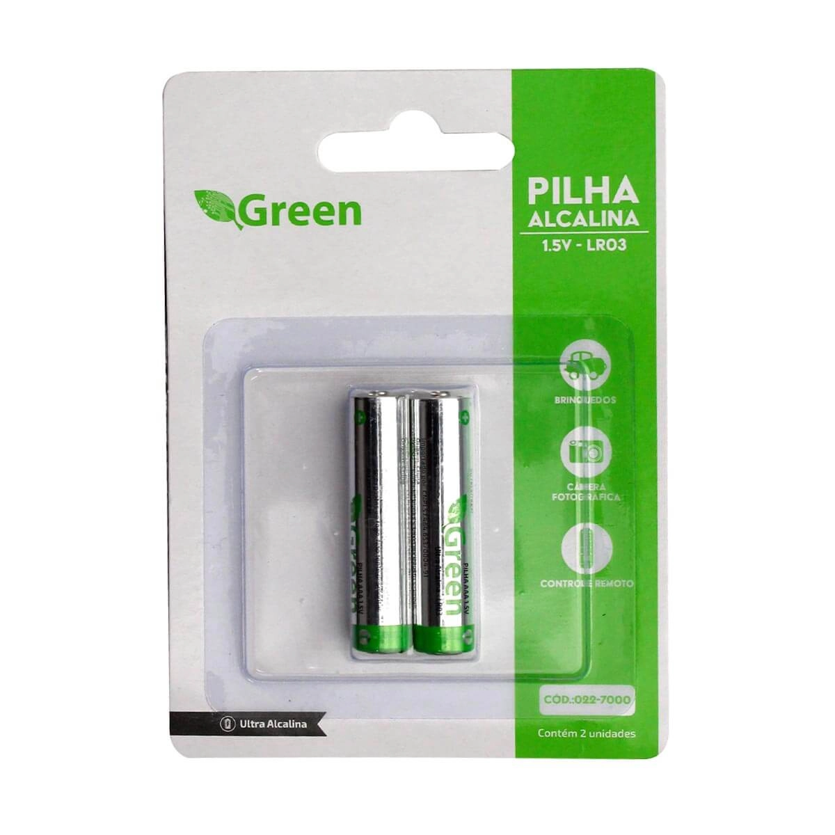 Blister C/ 2 Pilhas Palito Aaa Original Green Alcalina Dura+