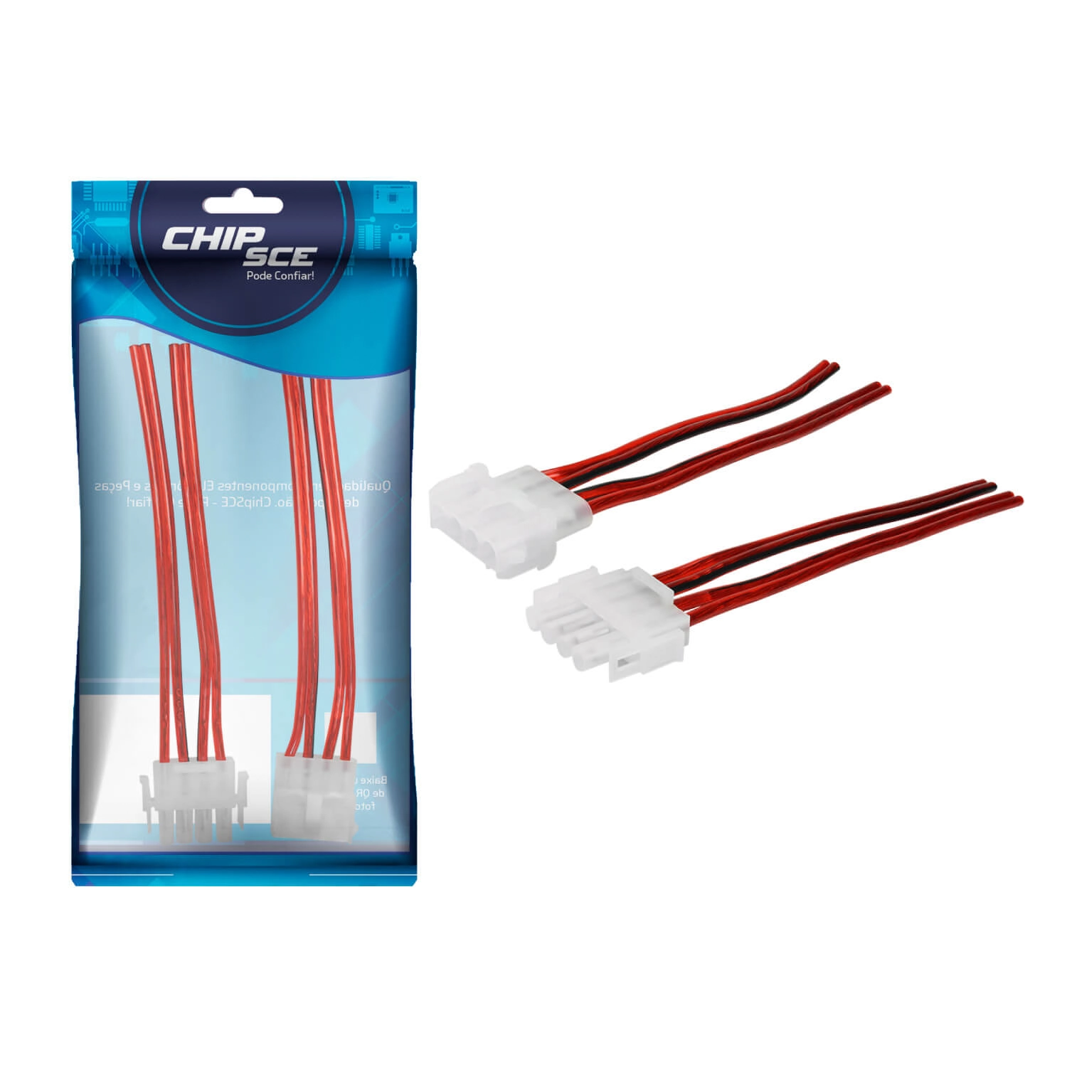 Chicote 1mm Macho E Fêmea 4 Vias - 27cm - Alta Qualidade