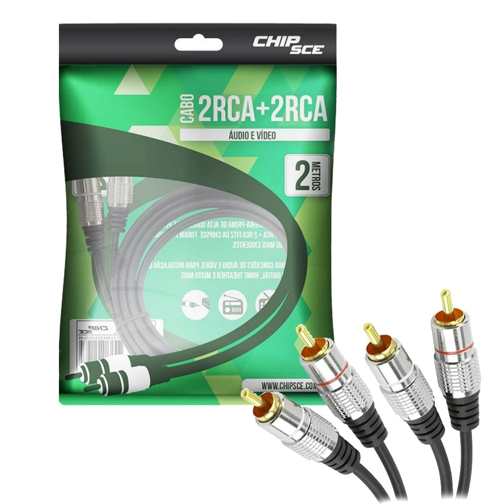 Cabo Rca Fitz - 2 + 2 Rca Plug Metal - 2m
