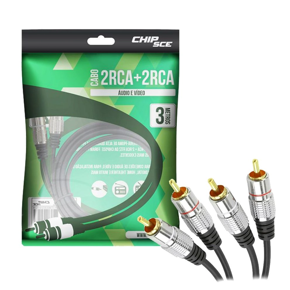 Cabo Rca Fitz - 2 + 2 Rca Plug Metal - 3m