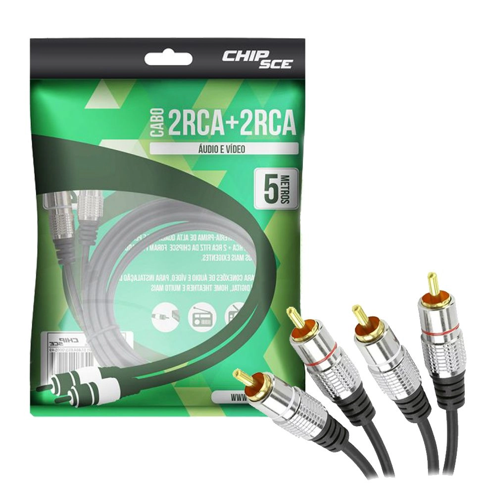 Cabo Rca Fitz - 2 + 2 Rca Plug Metal - 5m