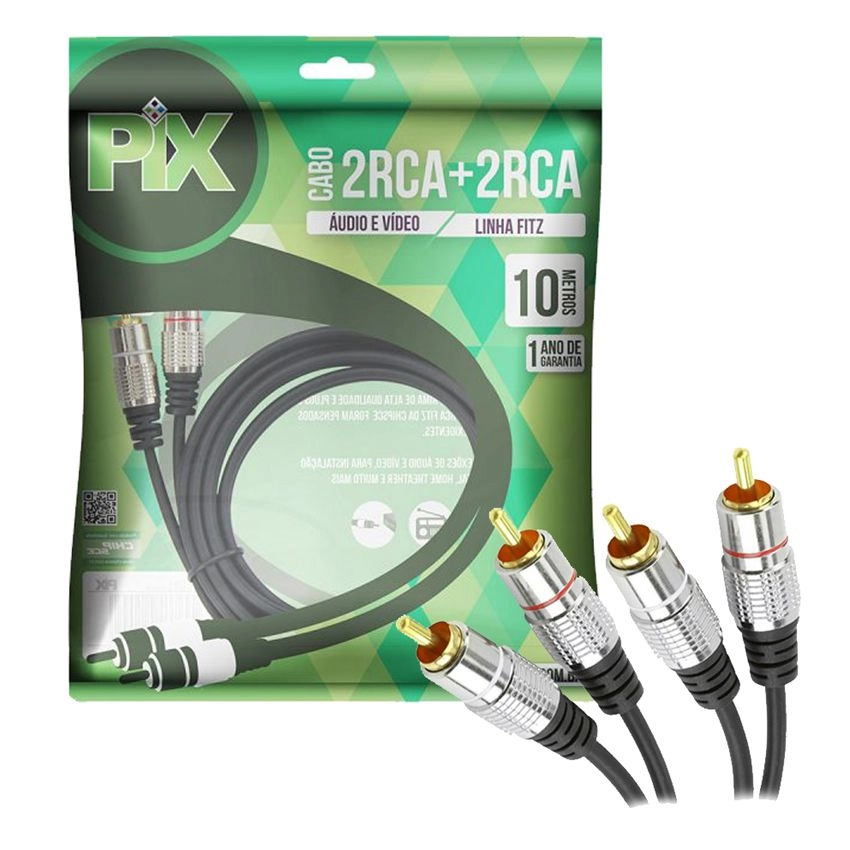 Cabo Rca Fitz - 2 + 2 Rca Plug Metal - 10m