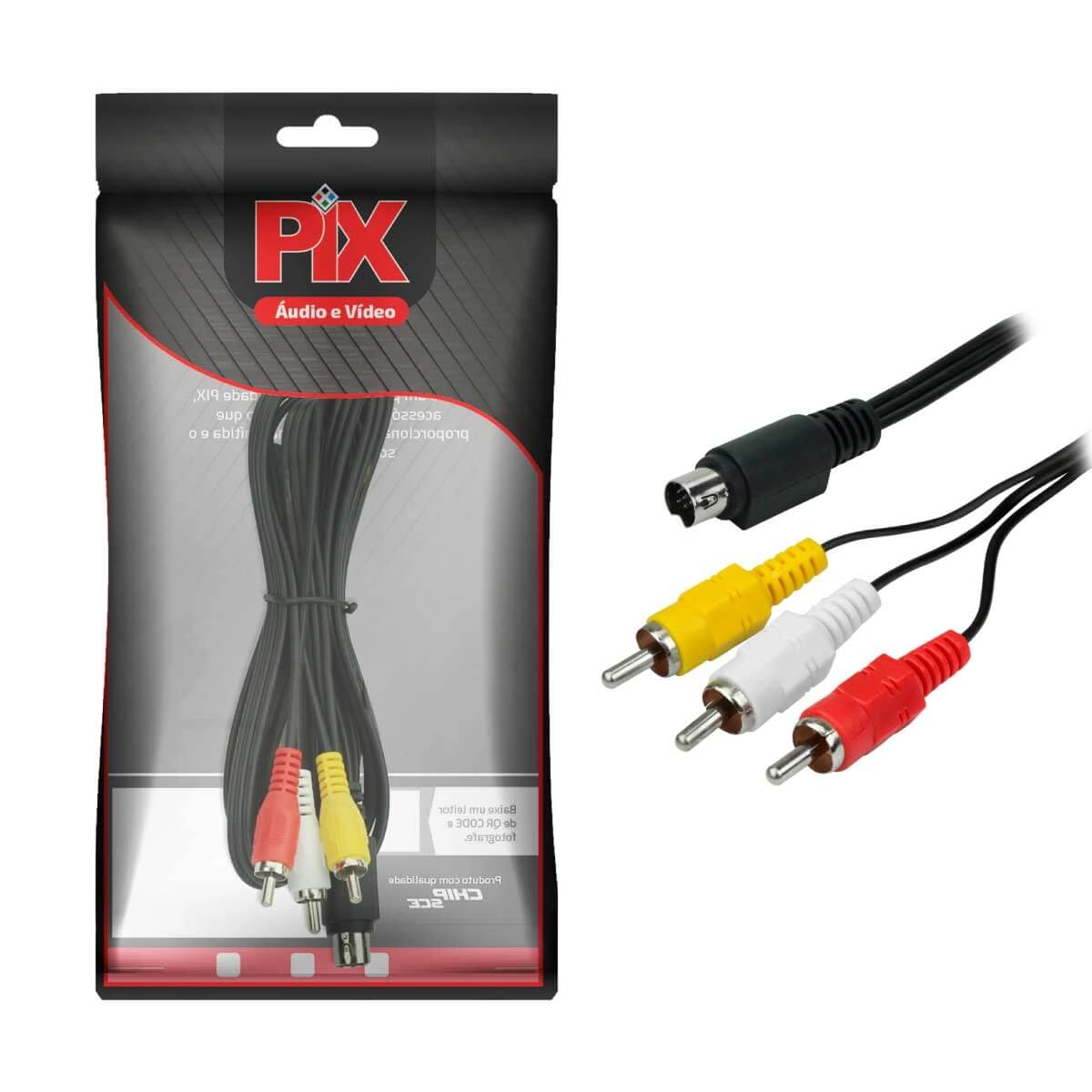 Cabo 3 Rca Para 1 Mini Din Com 10 Pinos Para Receptor