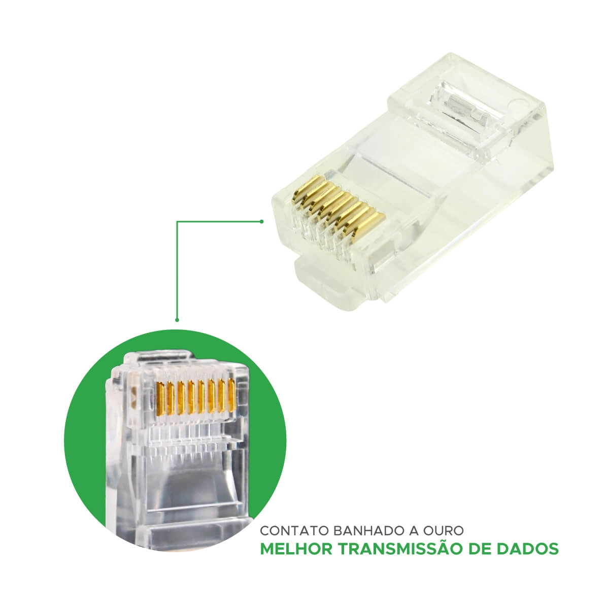 Kit Com 50 Peças Plug Rj45 Macho Cat6 C/ Guia Crimpa Fácil