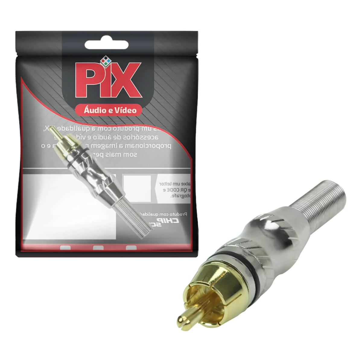 10x Conector Plug Rca 24k Profissional Top De Linha Preto