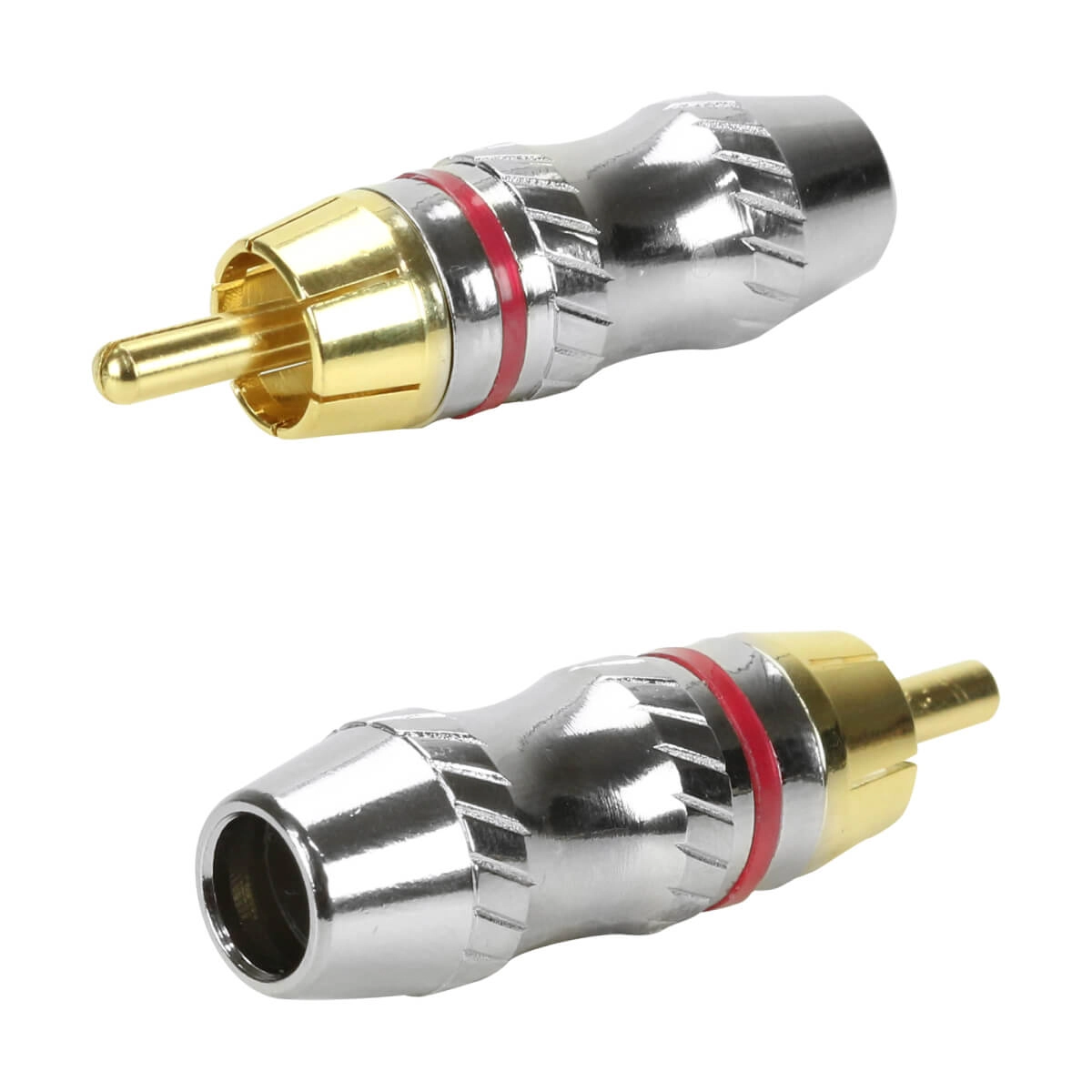 10x Conector Plug Rca 24k Profissional Top De Linha Vermelho