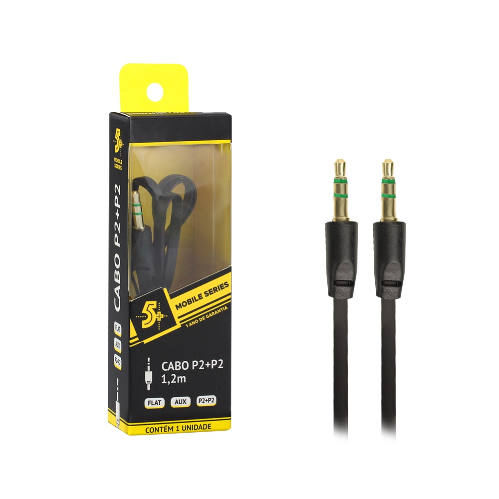 Cabo De Áudio Auxiliar P2 X P2 Carro Som Fone Smartphone 24k