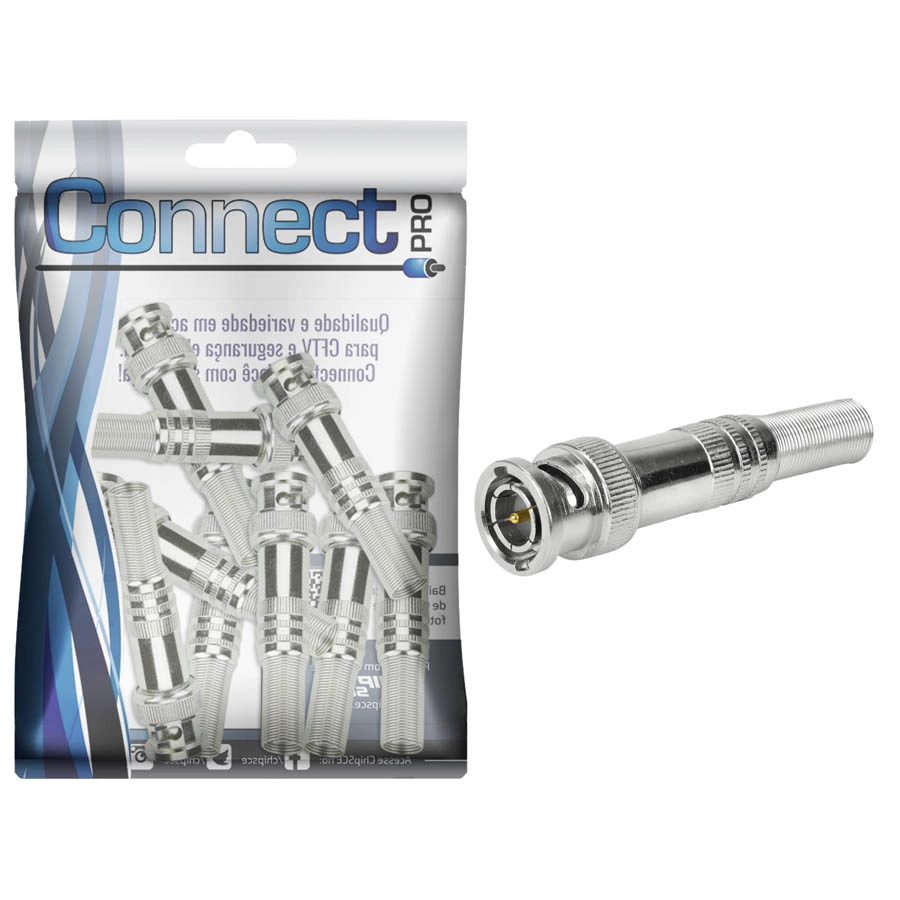 Kit 10 Conector Bnc Macho Com Mola P/ Soldar P/ Cftv Câmera