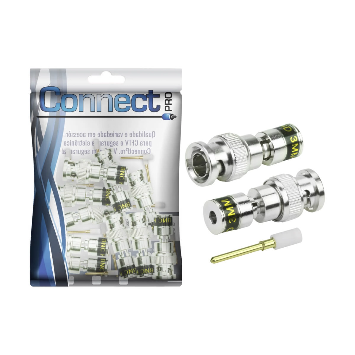 10x Plug Conector Bnc Hd 3mm 75 Ohms - Premium Profissional