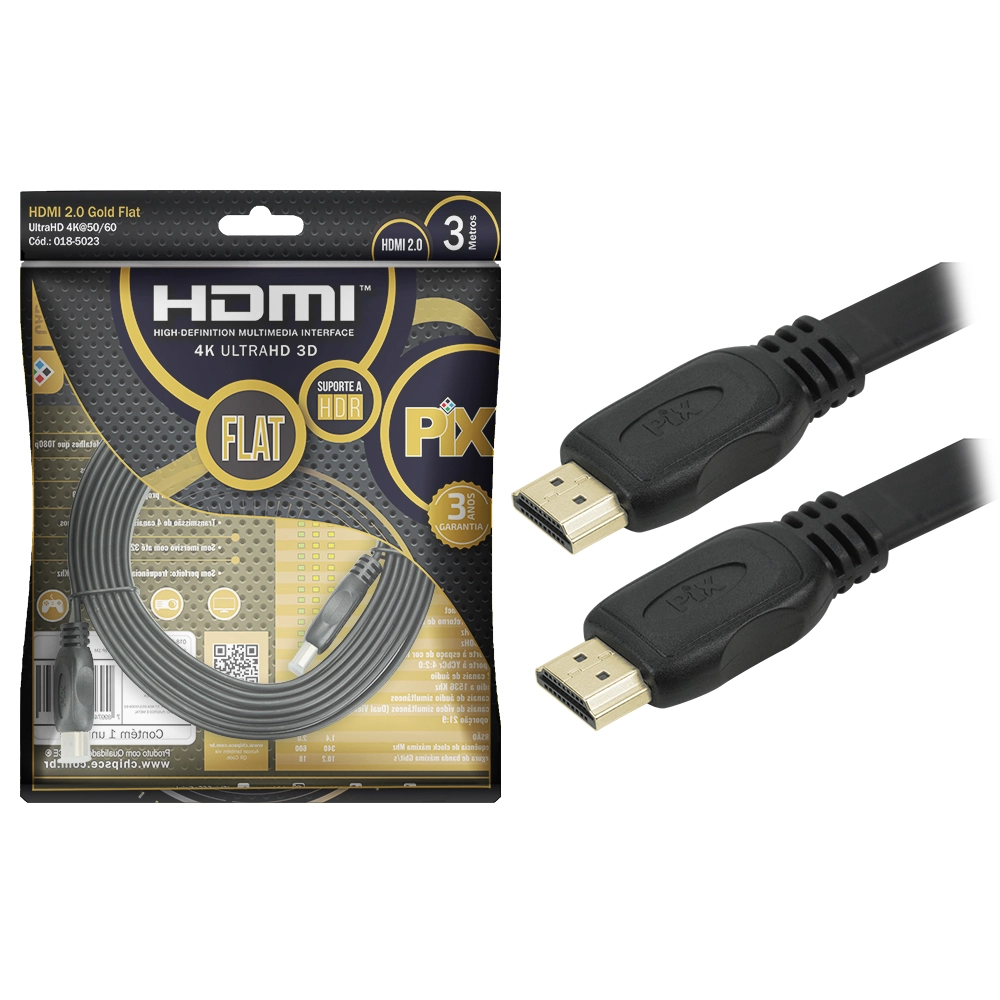Cabo Hdmi Hdmi X Hdmi Flat 2.0 4k 3mts. Unidade 018 5023 Santana Centro