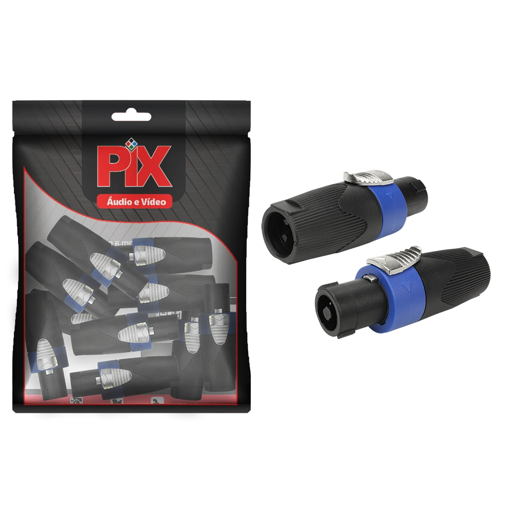10x Plug Speakon 4 Polos - Premium Profissional Série Prime - Estriado